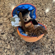 Disney Store Winnie The Pooh Inside Zipped Pumpkin Halloween Beanie Plush