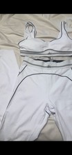 ALO Women's White Athletic Bra  Leggings Set S Polyester Spandex Stretch