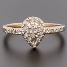 9ct Yellow Gold Diamond Cluster Ring Size L Hallmarked