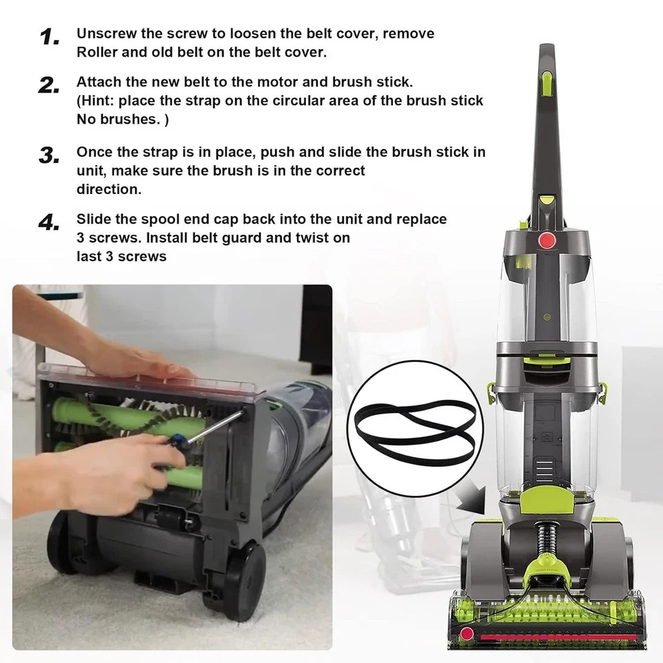 2 PCS 440005536 Replacement Belts for Hoover Dual Power Max Carpet Cleaner Vacuu