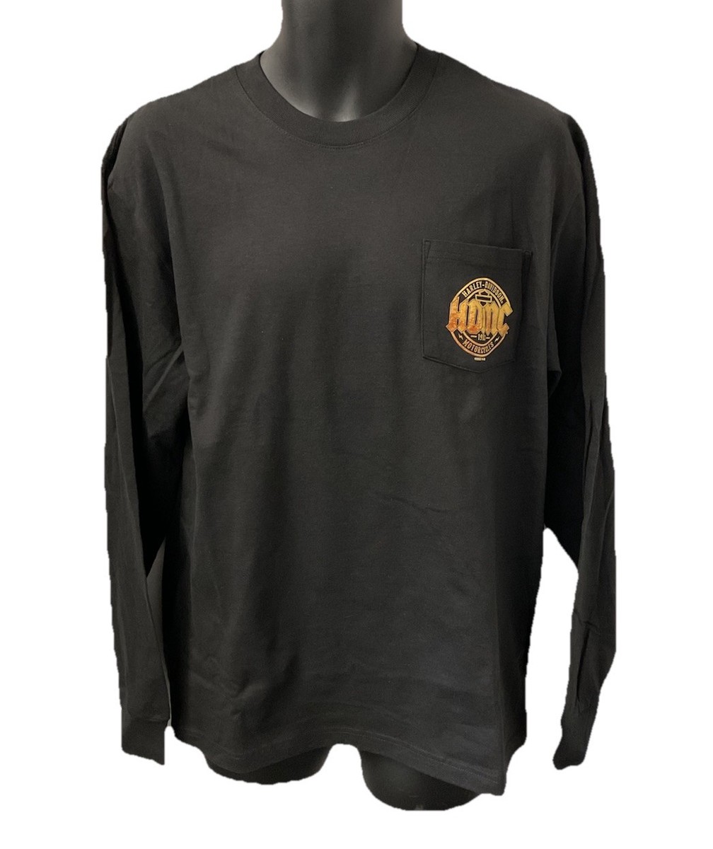 Harley Davidson Men's Rust Bolt Pocket Long Sleeve T-Shirt Black