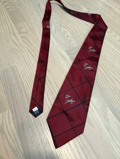 VTG Equestrian Polo Ralph Lauren Horse Polo Print Red Silk Tie Handmade in USA