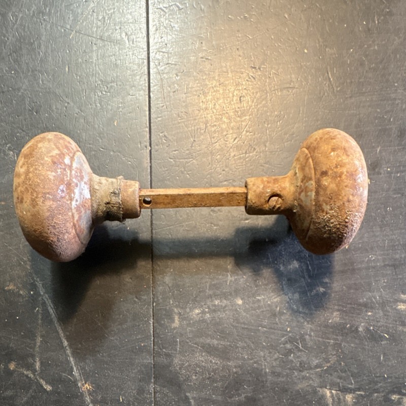 Antique  Metal Door Knob Set with it’s Original Connecting Spindle early 1900’s