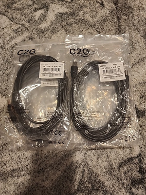 Lot of 2 Legrand C2G 3M (10FT) USB 2.0 High Speed A/B Cables