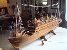 Large 5 ft. Wooden Model of the Titanic with base (item 403)