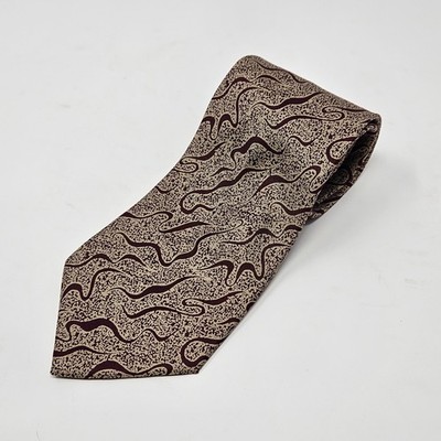 Giorgio Armani Tie Mens Burgundy Tan Abstract Silk Made in Italy