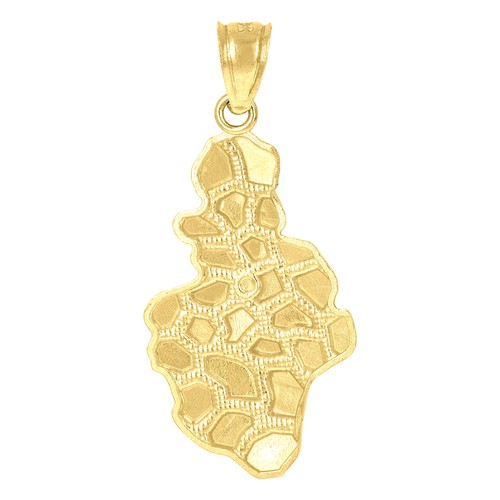 10kt Yellow Gold Mens Women Nugget Textured Charm Pendant - 第 2/4 張圖片