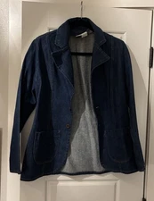 Vintage Wrangler Women’s Denim Blazer Two Button With Pockets Large Fits Medium