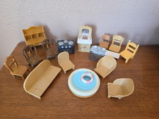 Muebles de cocina vintage Calico Critters tocador sillas de piscina sofá estufa fregadero