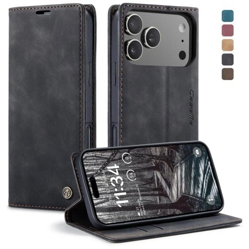 For iPhone 17 Pro Air 17 Max premium Leather Wallet Magnetic Flip back case - Picture 2 of 15