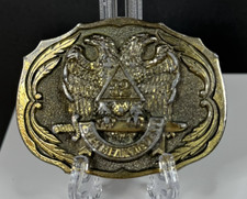 Vintage Masons Masonic Logo 32nd Degree Scottish Rite Belt Buckle FREE SHIP