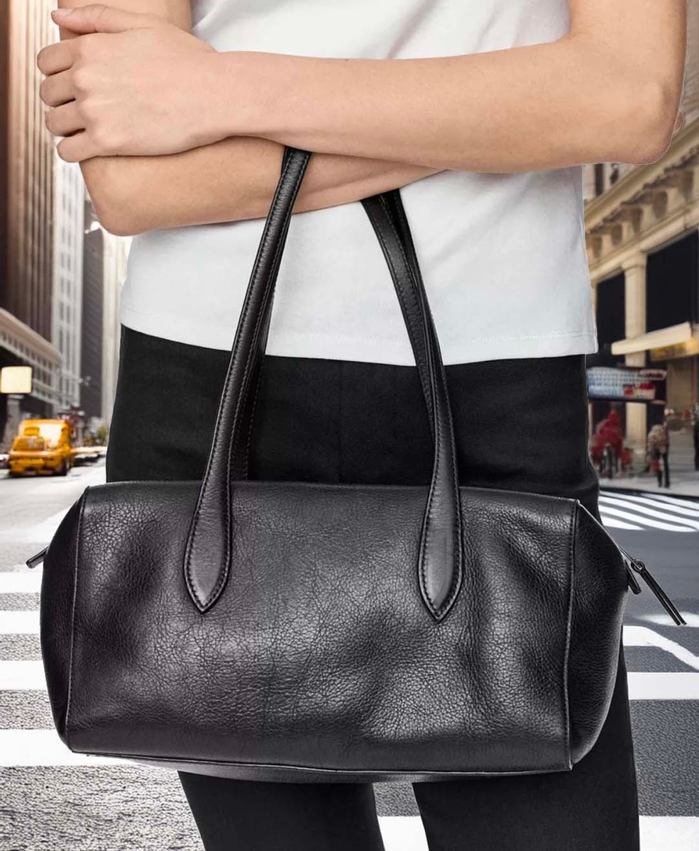 MASSIMO DUTTI NEW WOMAN Nappa leather west satchel bag BLACK 6946