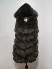 NewReal Paneled Silver Blue Fox Fur Gilet Ves...