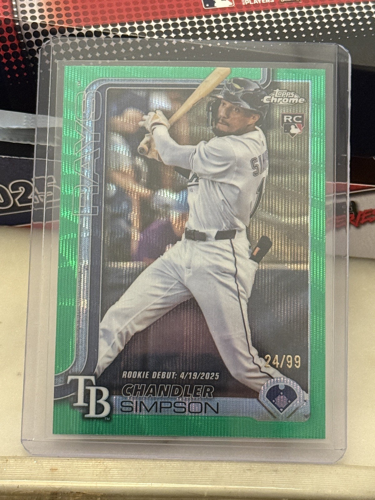 2025 Topps Chrome Update Chandler Simpson Rookie Debut Green Wave /99 (RC)