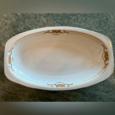 Vintage 1930s Epiag Royal Czechoslovakia Two-Handled Floral Bowl with Gold Trim