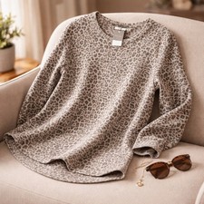 Grayson Threads Leopard Print Long Sleeve Sweatshirt Top Women's 1X NWT