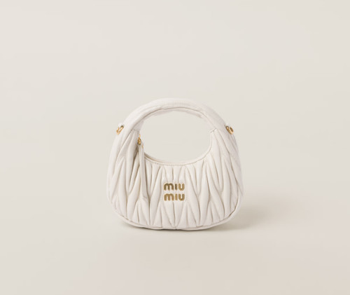 Miu Miu Wander Matelassé Nappa Leather Hobo Shoulder Bag White– Elegant & Iconic