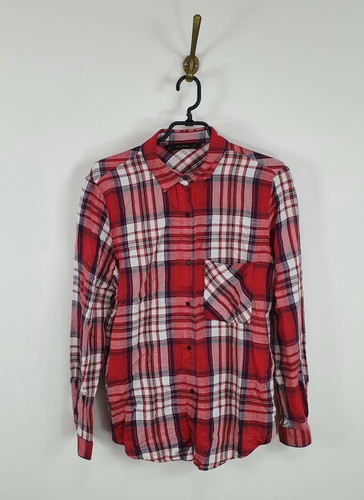 Zara Plaid Flannel Red Long Sleeve 