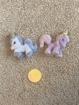 Pair of flocked Filly Princess figurines - white and purple - very nice!