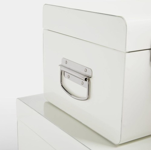 Storage Metal Trunks Set 2 Bedroom Box Chest Toy Vintage Organizer White Cream - Picture 8 of 9