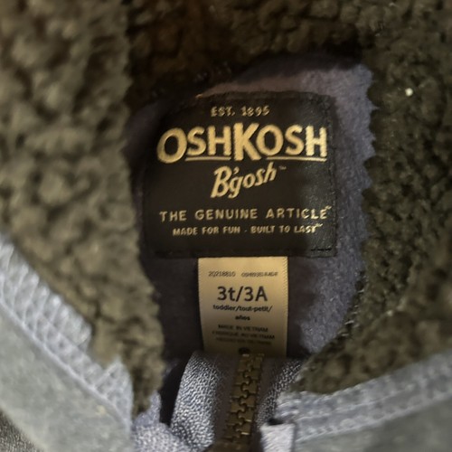 OshKosh B’gosh Boys Girls Zip Up Hoodie Size 3T Blue Sweatshirt Velvet Look Nice - Picture 4 of 9