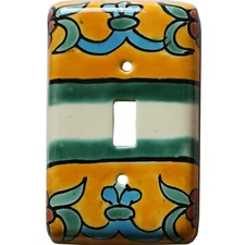 TalaMex Mexican Ceramic Wall Plate Flora Single Toggle Switch Plate