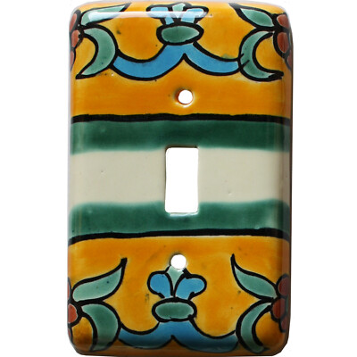 TalaMex Mexican Ceramic Wall Plate Flora Single Toggle Switch Plate