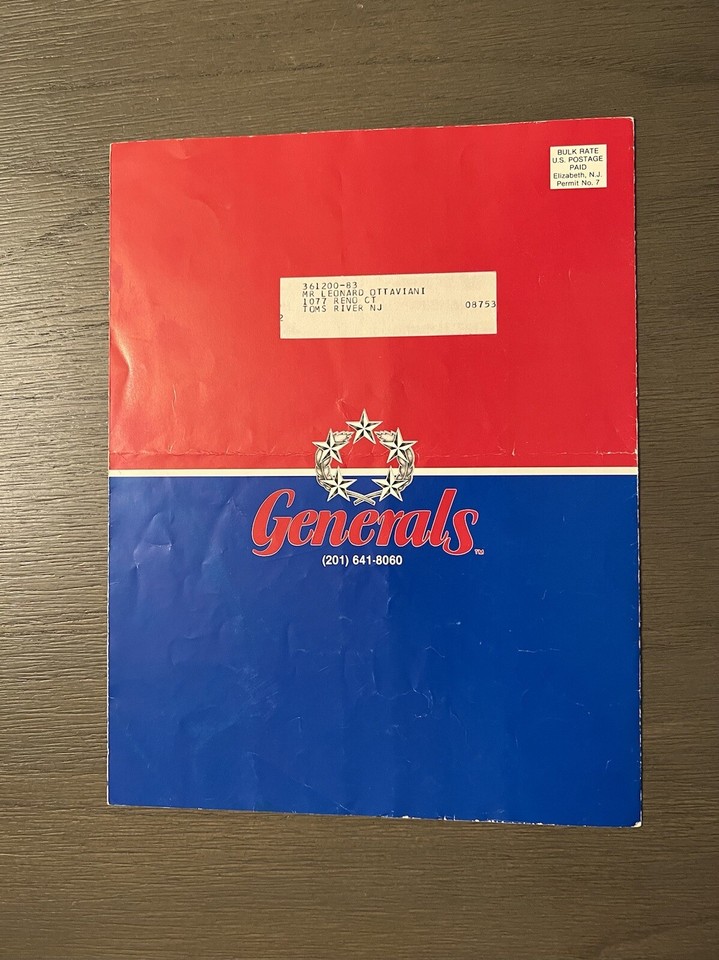 1984 USFL New Jersey Generals Season Ticket Holders Coupon Book RARE ...
