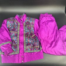 Vintage Lavon Womens Jacket Windbreaker Outfit Full Zip 90s Nylon Purple Teal L