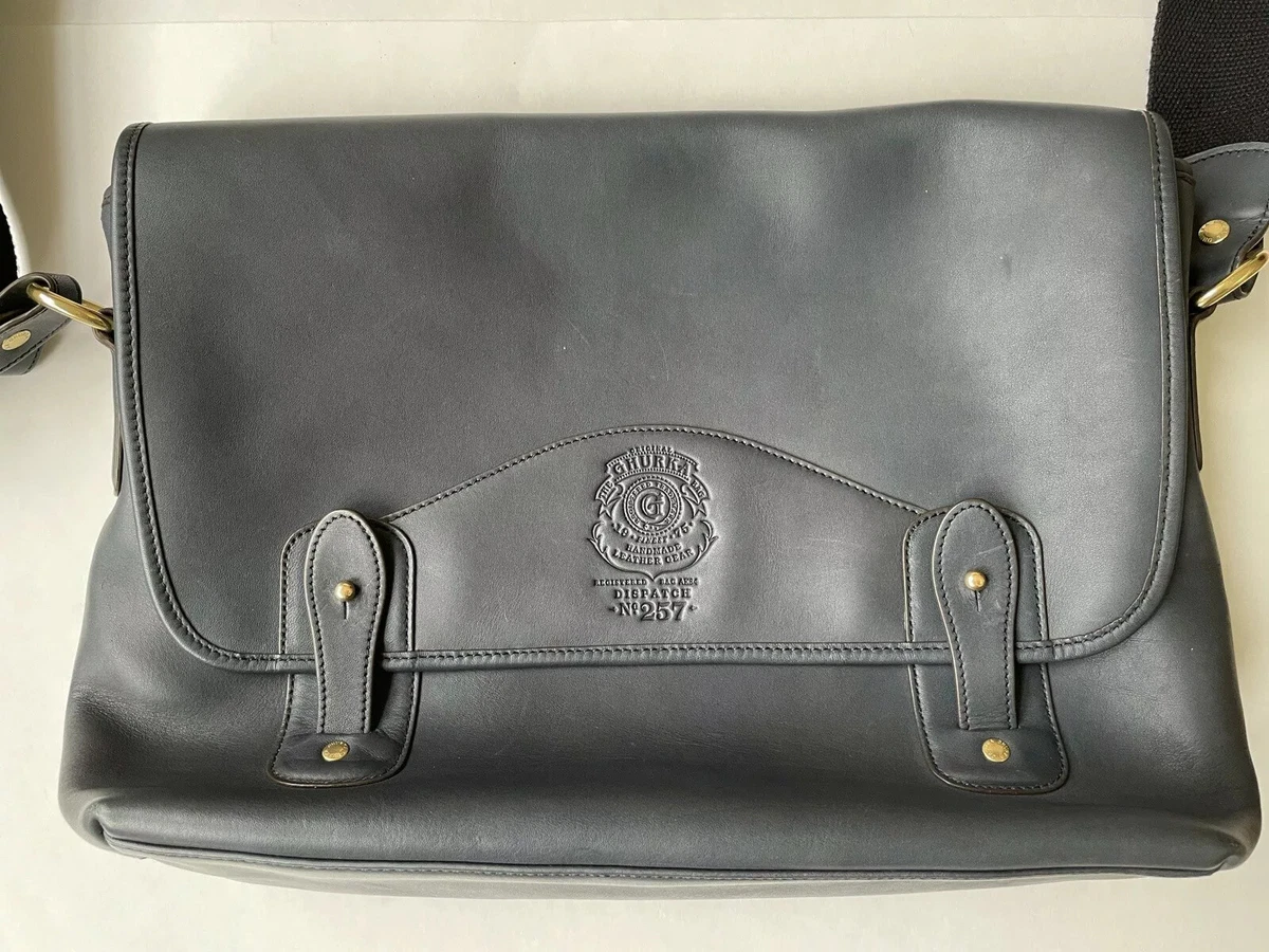 Ghurka No. 257 Dispatch Dark Indigo Blue Leather Messenger Bag Luggage 1200
