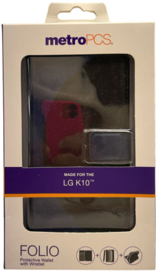 MetroPCS Folio Wallet Case with Wristlet for LG K10, Navy/Black