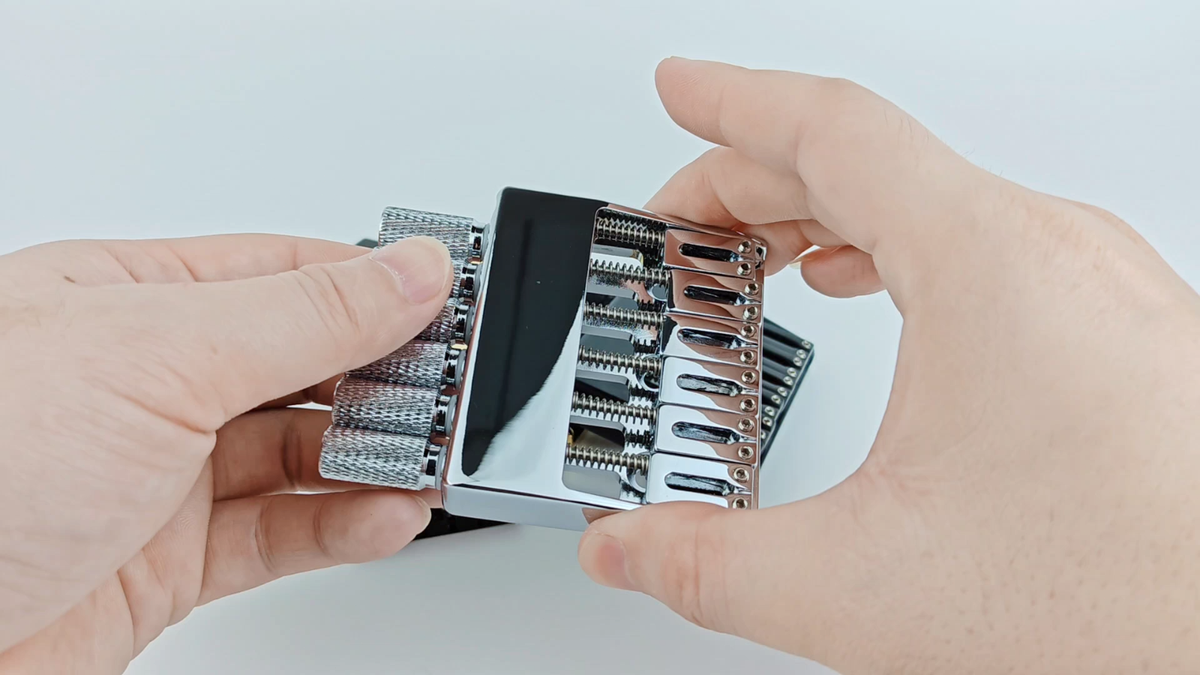 GUYKER Chrome 6 String Bridge Tailpiece for Headless Guitar