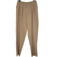 Pretty Little Thing Pleated Trousers Pants High Waist Cigarette Camel Tan 6