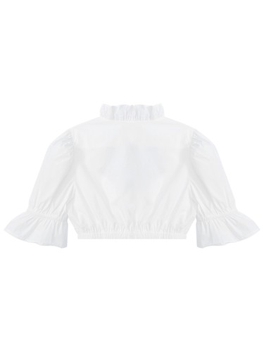 Women Dirndl Top Summer Retro Deep V Neck White Crop Top Blouse Medieval Costume - 第 21/34 張圖片