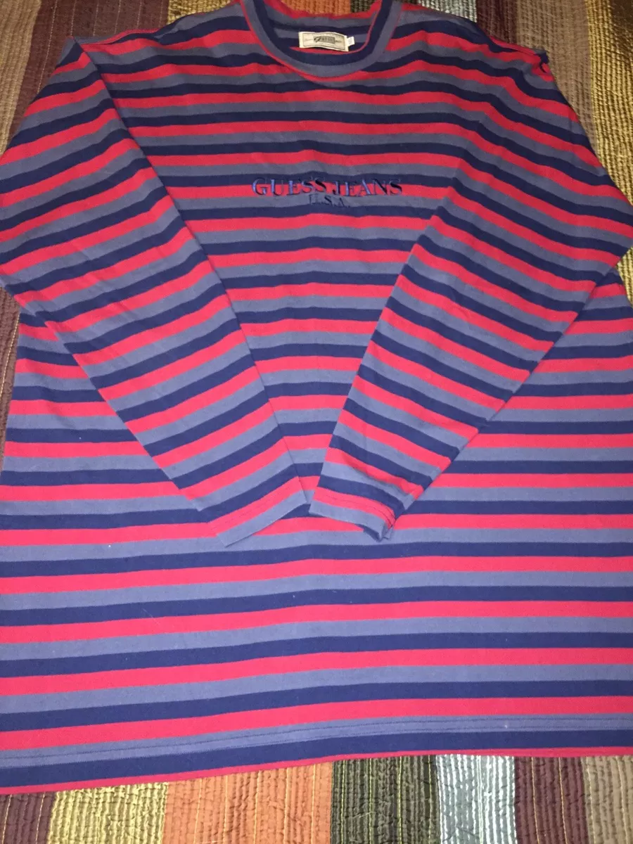 Red guess striped shirt 2025