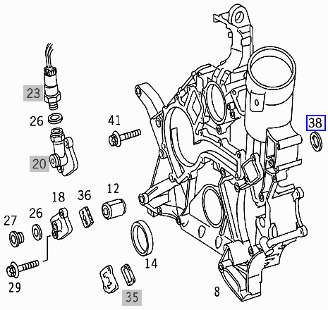Mercedes M112 M113 M272 M273 Timing Case Seal Ring A1129970845 New 