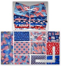 Precut Patriotic Star Fireworks Fabric Set 10 Fat Quarters each 18"X22" Cotton