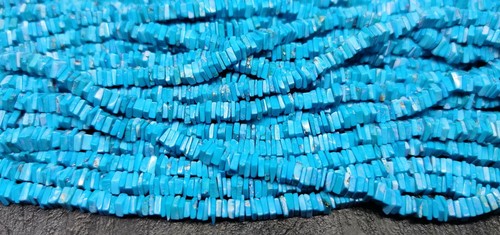 1 Filo Naturale Incantevole Turchese Sintetico Quadrato Cab Pietra Preziosa Perline 16" - Foto 6 di 12