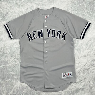 945 Majestic 【L】ヴィンテージ 野球ウェアグレ 00s MLB NEW YORK YANKEES DEREK JETER JACKIE ROBINSON #42 MAJESTIC
