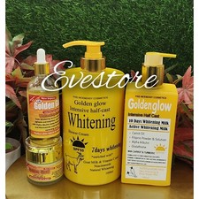 4 In 1 Set Golden Glow Body Milk 500ml Lotion  1000ml exfoliating shower Cream.