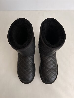 UGG Classic Short Diamond Quilted Leather Shearling Boot- 1017826