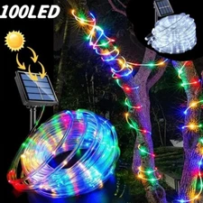 Solar LED Powered Fairy String Rope Strip Lights Waterproof Outdoor Garden Patio