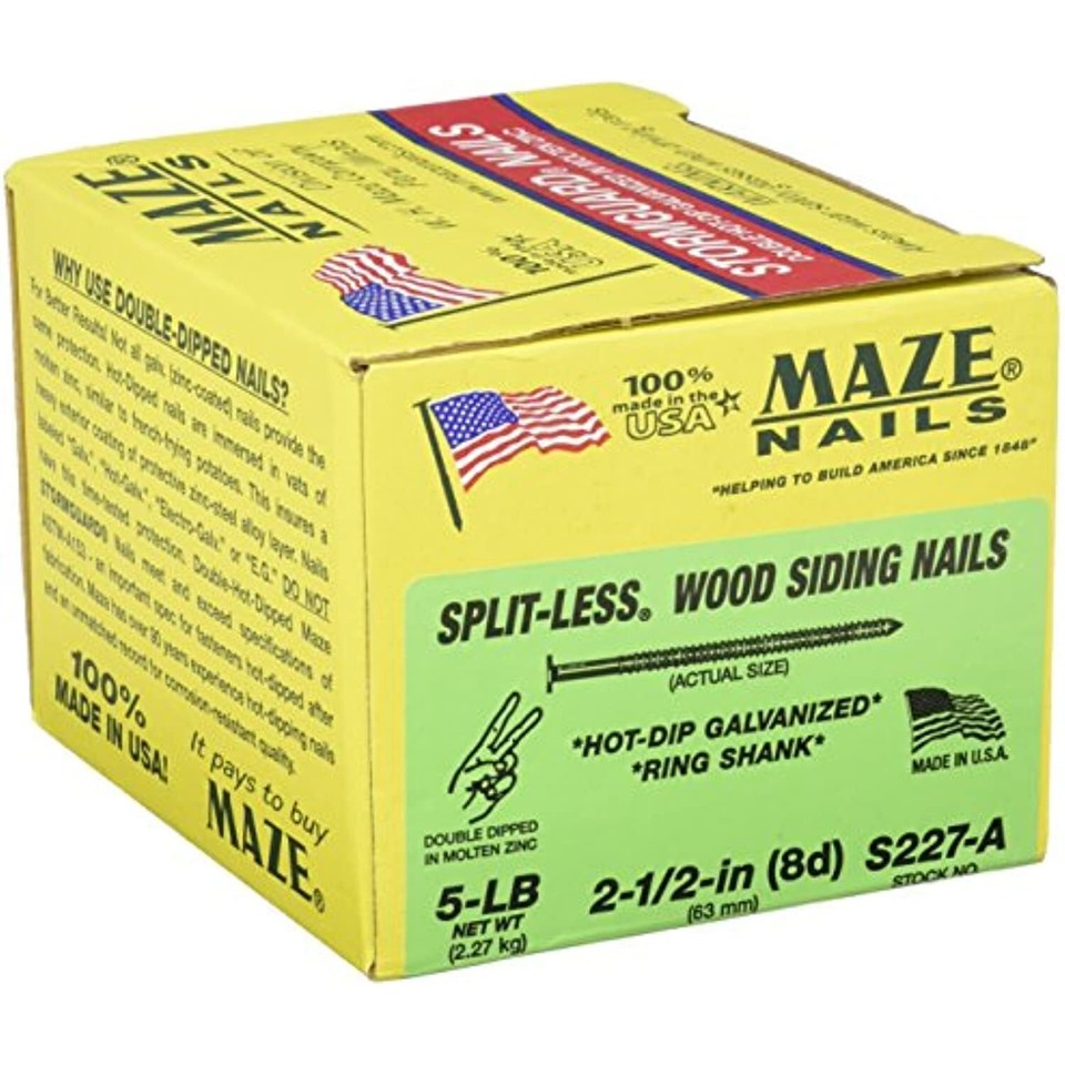 MAZE NAILS S227A5 Double Hot Dipped Ring Shank Split Less Siding Nail