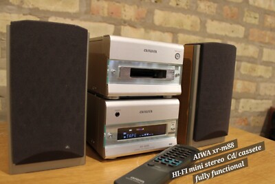 Aiwa Xr-m88 HI-FI Micro Stereo System Cd/auto Reverse Cassette W
