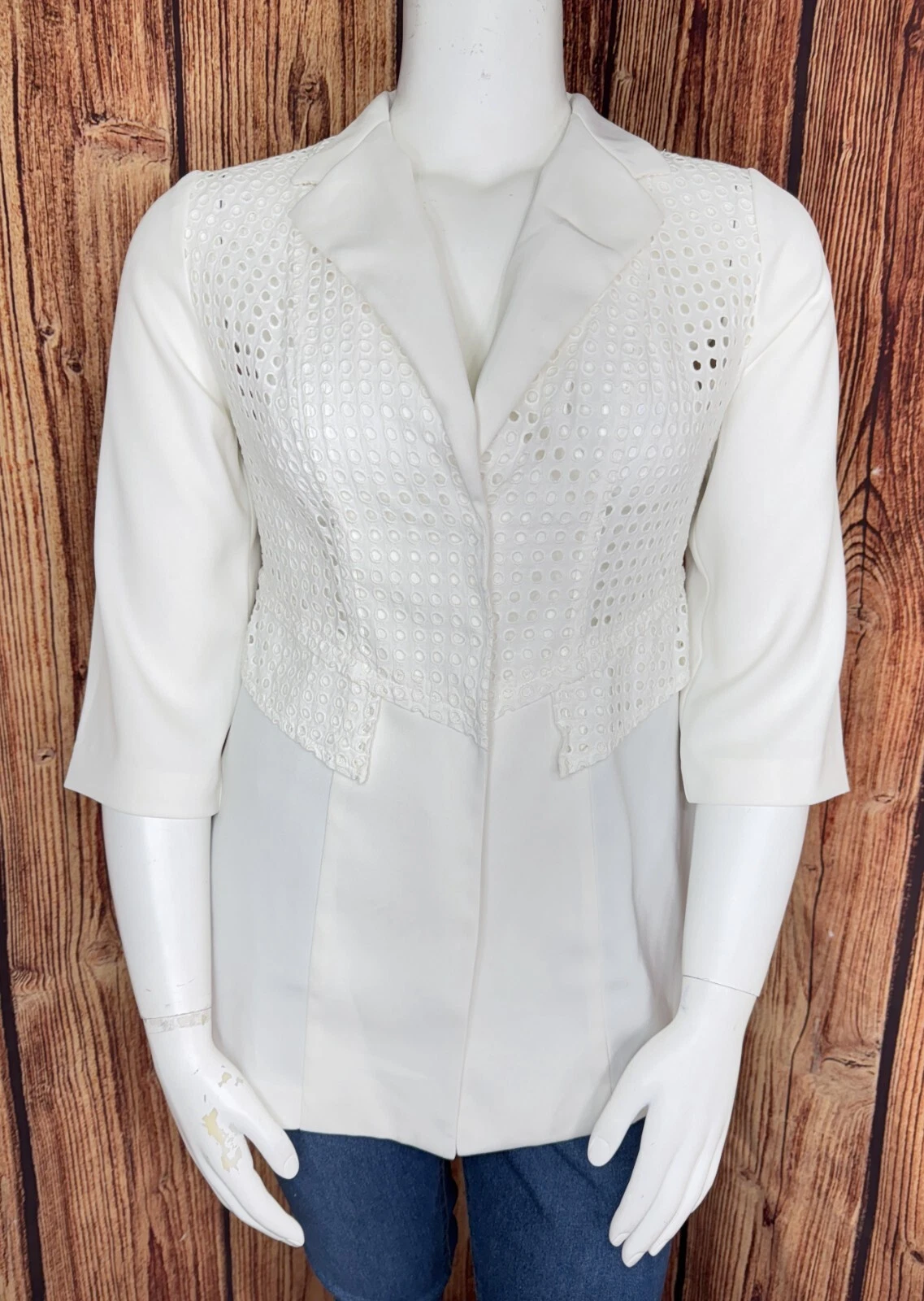 OFF WHITE Giacca blazer Chico's 1 donna M 8 bianco sporco inserto occhiello spacco laterale usata in ottime condizioni