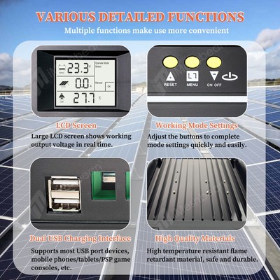 100A MPPT Solar Charge Controller - 12V/24V/36V/48V Auto, LCD Display, Dual USB, Max 100V Input For Lead-Acid/Lithium