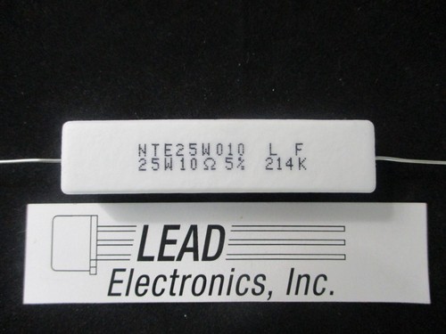 NTE RESISTOR 25 WATT 10 OHMS CEMENT WIREWOUND FLAMEPROOF 25W010