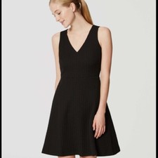 LOFT Black Textured Fit & Flare Dress