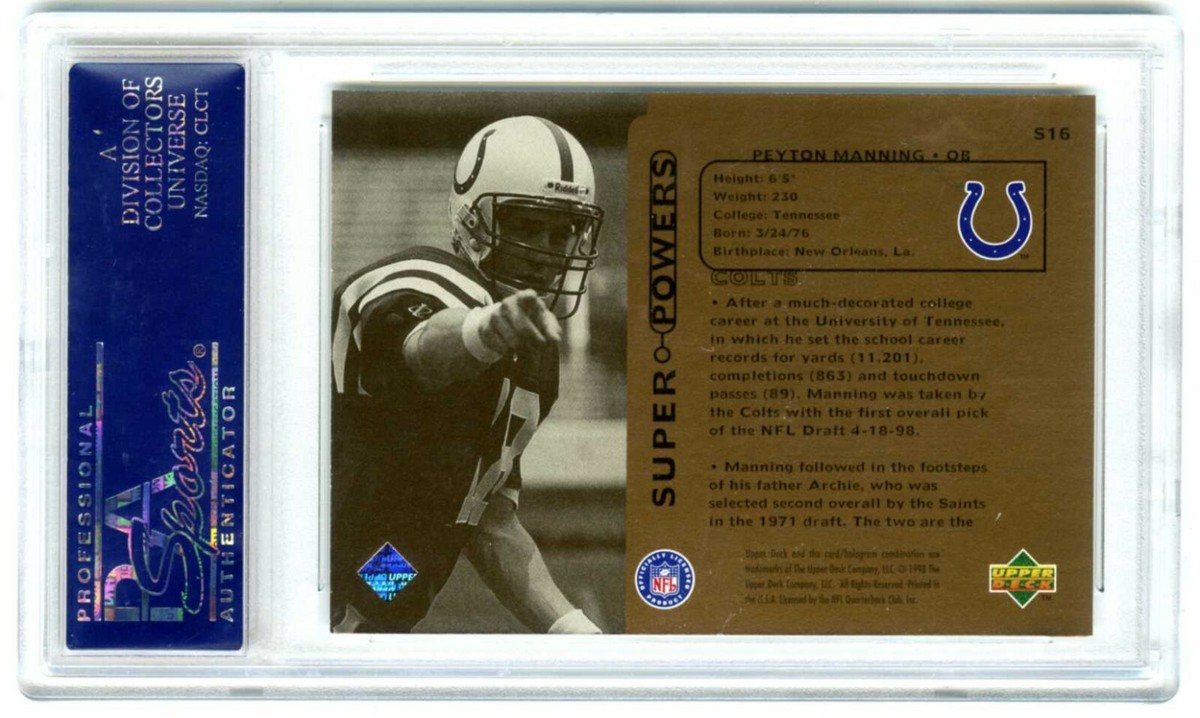 PEYTON MANNING~RARE 1998 UPPER DECK SUPER POWERS PSA-9 MINT PEYTON MANNING~RARE 1998 UPPER DECK SUPER POWERS PSA-9 MINT