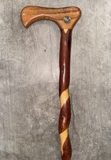 Brazos Cane Twisted Oak Wood 37  Derby Walking Stick Handmade GUC